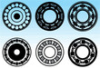Set of different Ball bearings, rolling bearing, industry icon, mechanical part of machines. Editable vector design. Easy to edit and reuse. eps 10.