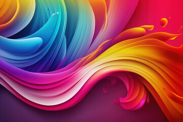 Wall Mural - abstract colorful background with rainbow colored waves. generative ai