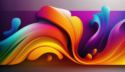 Wall Mural - colorful graffiti style background, abstract rainbow colored waves. generative ai