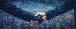 © RZ Design - two people in suits shaking hands in front of other background, in the style of futurist elements, technological, business man