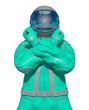 © DM7 - astronaut is doing a power love pose on white background