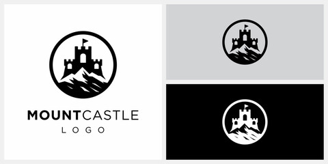 Wall Mural - Mountain Castle Logo Design Inspiration. Icon Symbol Vector EPS 10.