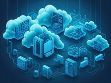 Cloud Technology Computing Devices. Ai Generative