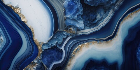 Wall Mural - sapphire blue marble stone with gold vein. vivid graphite texture geode wallpaper background.