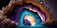 Colorful Crystal Geode Closeup. Rock Geology Shiny Background Wallpaper.	