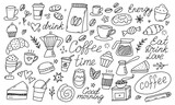 Fototapeta Dziecięca - Doodle coffee shop icons. Outline hand drawn