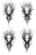 A black and white tattoo sketch of a woman's face with writhing, twisted hair, in the style of realism with fantasy elements. Variations set. Generative AI