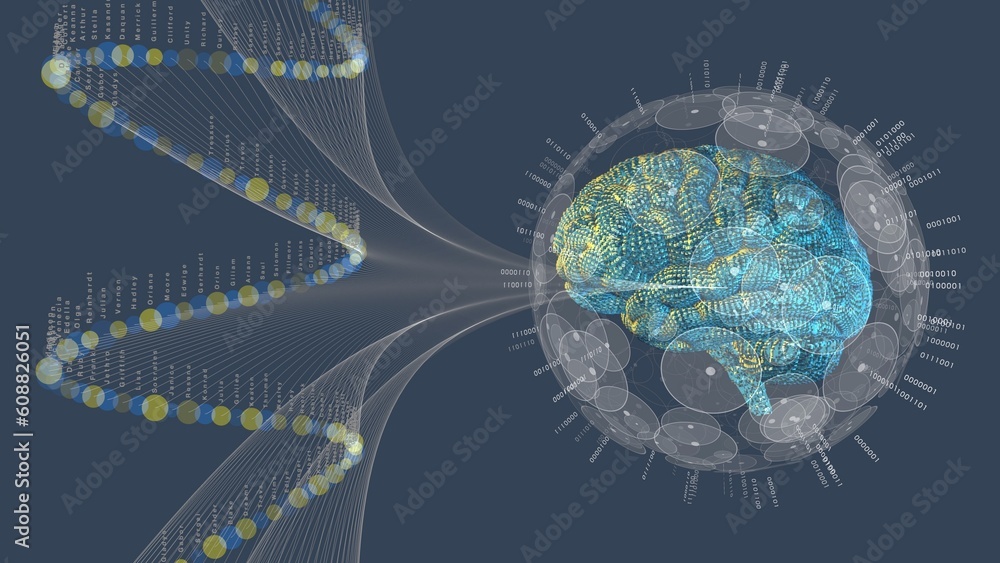Ilustración de Stock Artificial intelligence digital brain connected to ...