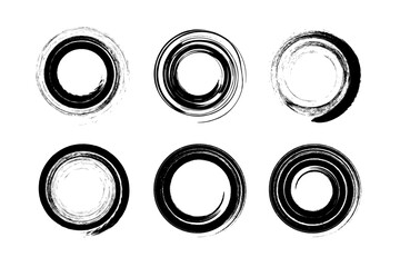 Wall Mural - Set of Rotation Spiral Circular Design Elements. Abstract Swirl Icons.