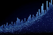 Dark blue statistical graph rising on white canvas Generative AI