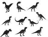 Fototapeta Dinusie - Set of silhouettes of dinosaurs a white background
