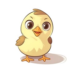 Canvas Print - Vibrantly colored clipart of a joyful baby chick