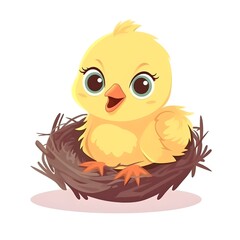 Wall Mural - Cute baby chick illustration in a colorful style