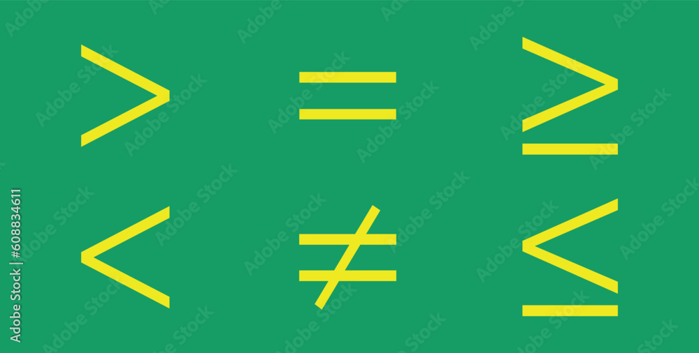Less than greater than and equal symbol in mathematics. inequality symbols. Mathematics resources for teachers and students.