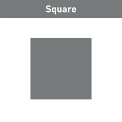 Poster - 2D square shape in mathematics. Grey square shape drawing for kids isolated on grey background.