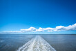 wake of a Fraser Island ferry forming straight, geometric lines