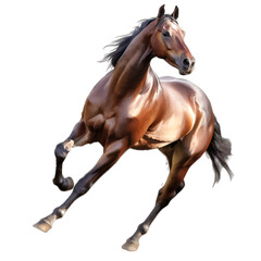 Wall Mural - a brown horse is galloping on a transparent background png isolated generative ai