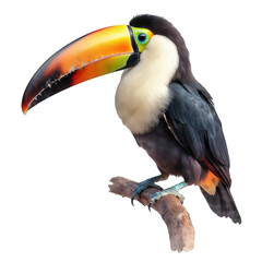 Wall Mural - a toucan sitting on top of a tree branch on a transparent background png isolated generative ai
