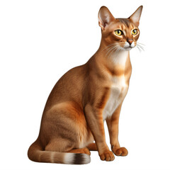 Wall Mural - an abyssinian kitten sitting on the ground looking at the camera on a transparent background png iso