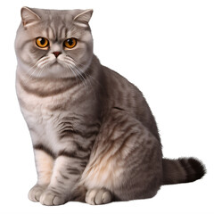 Wall Mural - a gray scotish fold cat on a transparent background png isolated generative ai