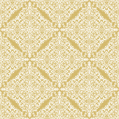 Wall Mural - Orient vector classic pattern. Seamless abstract background with vintage elements. Orient yellow and white pattern. Ornament for wallpapers and packaging