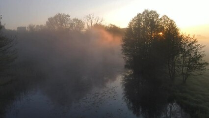 Wall Mural - morning mist over the river