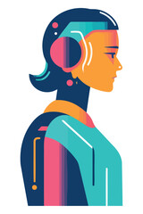 Canvas Print - robot learning with headphones