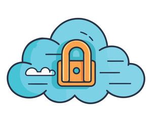 Canvas Print - Secure cloud locks data with encryption