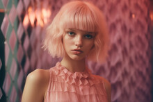 Portrait Of A Person With Short Pink Hair