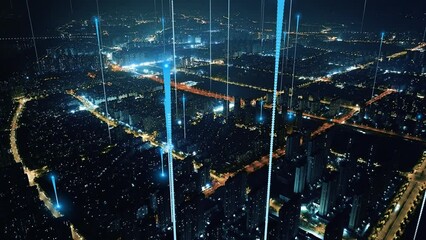 Modern city with wireless network connection concept