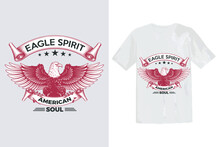 American Eagle And Flag Vector Illustration, Perfect For T-shirt Design And Annual Event Logo Design