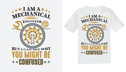 Mechanical engineering t-shirt design. Engineering t-shirt vector