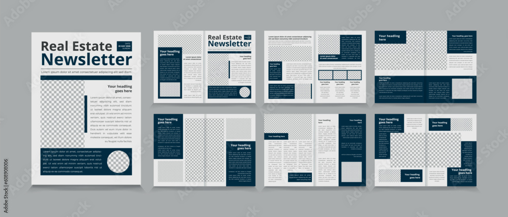 Real estate newsletter template, interior newsletter or journal design ...