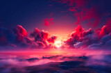 Fototapeta Niebo - red and purple sunrise over blue skies with clouds