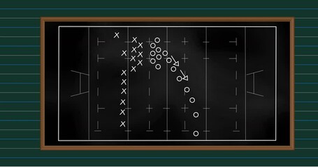 Poster - Animation of table tennis with arrows, cross and circle markings on abstract background