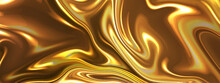 Abstract Background With Golden Wave Liquid Waves Lines.