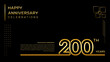 200 year anniversary template with gold color number and text, vector template