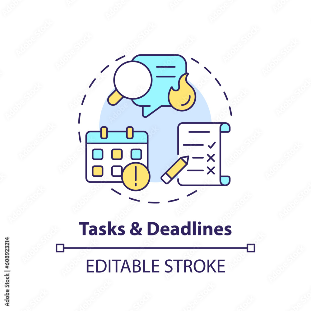 Tasks and deadlines concept icon. Project management. Social media ...