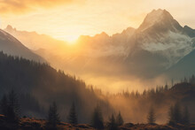 Sunrise Over Mountain Forest