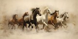Fototapeta Do przedpokoju - seven horses, generative Ai