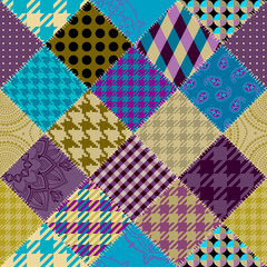 Fototapete - Textille patchwork pattern. Seamless Vector image.