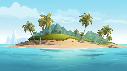 Wall Mural - Background tropic island. An illustration in a banner design, featuring an abstract background and created  image that captures the tropical essence of an island getaway. Generative AI.