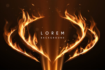 Wall Mural - lines in fire frame template with sparks and light rays