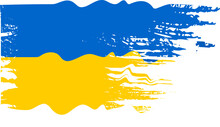 Waving Ukrainian Flag, Brush Stroke, Grunge Effect, Tattered Flag Background. Ukraine. Vector File, Hi-res.