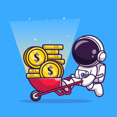 Wall Mural - Cute Astronaut Mining Gold Coin Cartoon Vector Icon
Illustration. Science Finance Icon Concept Isolated Premium
Vector. Flat Cartoon Style