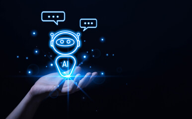 Wall Mural - robot intelligent digital chatbot chat assistant robot customer ai artificial intelligence technolog