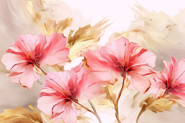 Wall Mural - spring floral in watercolor background. exotic nature design for cover, wall art, invitation, fabric