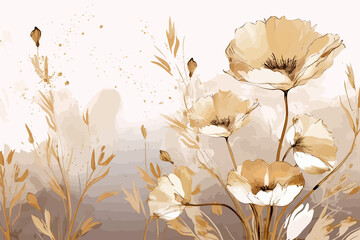 Wall Mural - spring floral in watercolor background. exotic nature design for cover, wall art, invitation, fabric