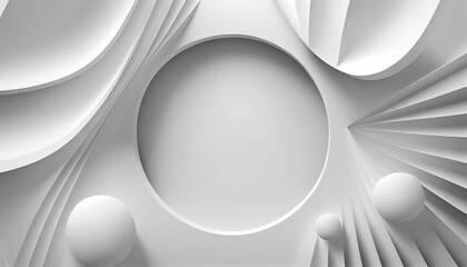 Wall Mural - White Architecture Circular Background. Modern Building Design. Abstract Curved Shapes.