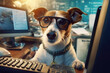 Funny serious dog IT specialist made with Generative AI technology